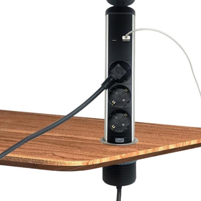 Krisbow Stop Kontak Tanam Meja Ekstensi 3 Socket Usb A & C