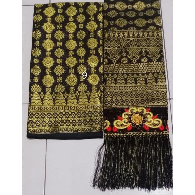 Tahan Lama Songket Mesin Palembang Motif Lepus Bordir Rumbai