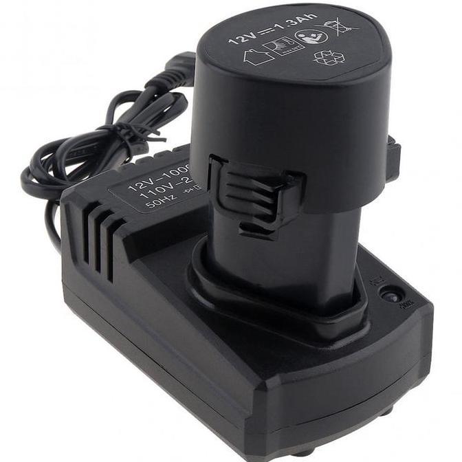 SPLENDENS Baterai  bor cordless 12 volt+Charger Power Adapter 12V DC 110-220V untuk Bor/charger bor 