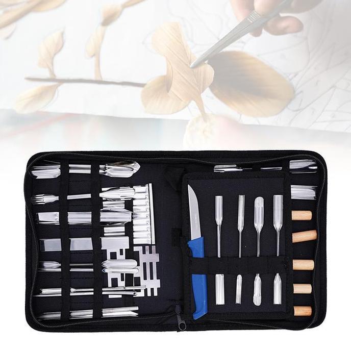 46pcs Pisau ukir buah pisau garnish pisau carving Pisau set ukir buah garnish