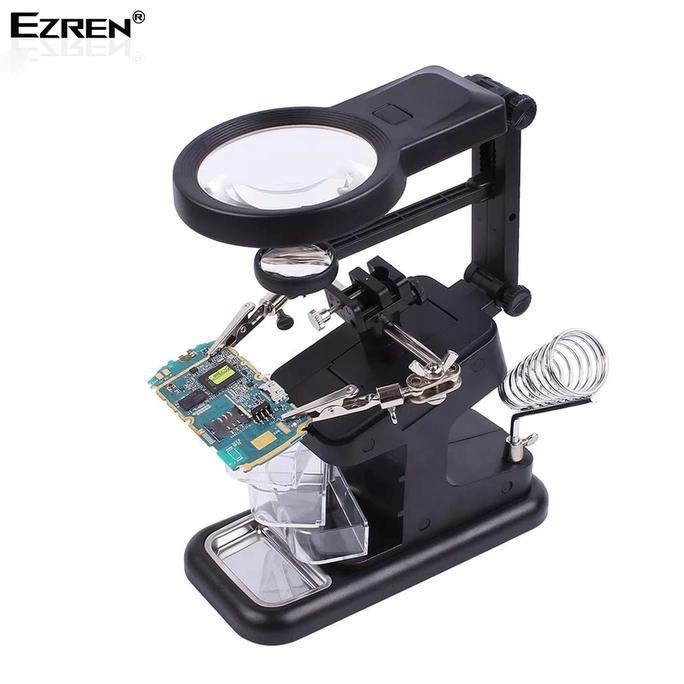 Ezren TE-803 Kaca Pembesar Dudukan Stasiun Magnifier LED Light Clamp