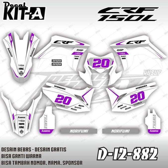 Decal Sticker Motor Fullbody CRF 150l Motif Simple Putih Ungu D-I2-882