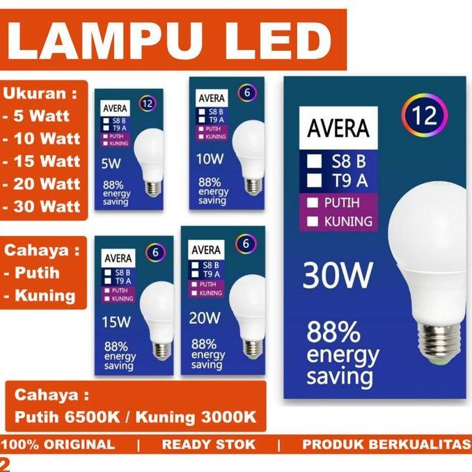 Lampu Bohlam Led 5 Watt 10 Watt 15 Watt 20 Watt 30 Watt Putih Kuning