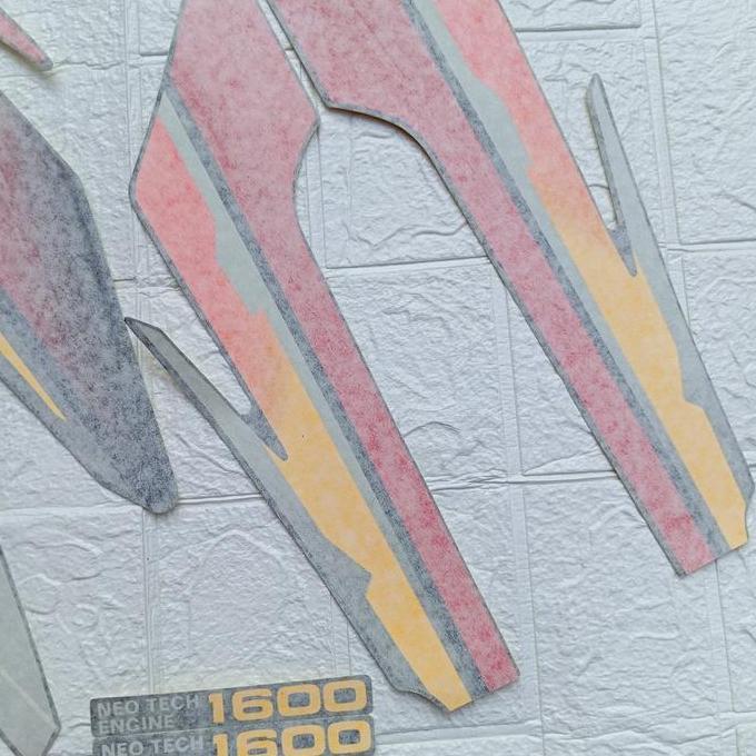 Striping lis body Honda GL pro neotech 1997 merah kuning laminasi NOS