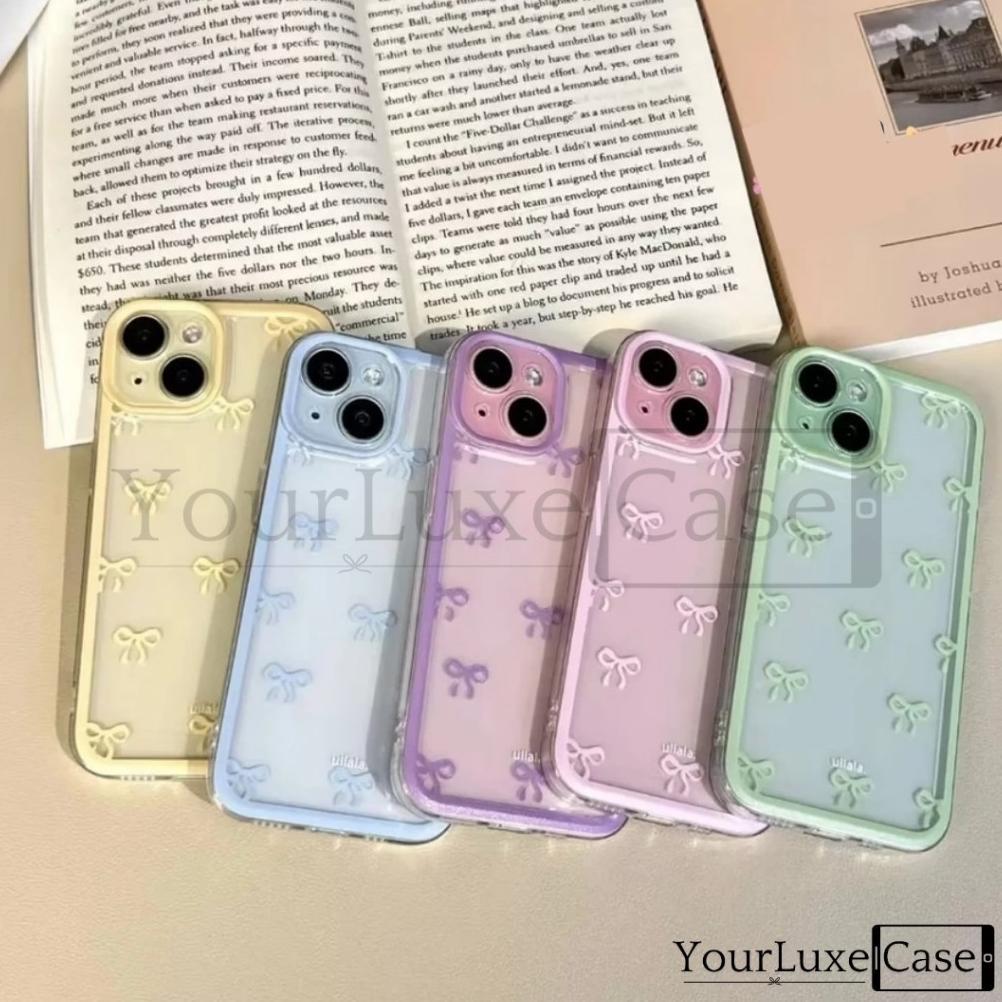 CUCI GUDANG Cute Ribbon Macaron Tema Pita Case HP Casing iPhone 7 8 X XR XS 11 12 13 14 15 16 Plus P