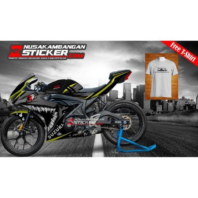 Decal Motor Sticker Motor Suzuki GSX 150R Shark Hitam