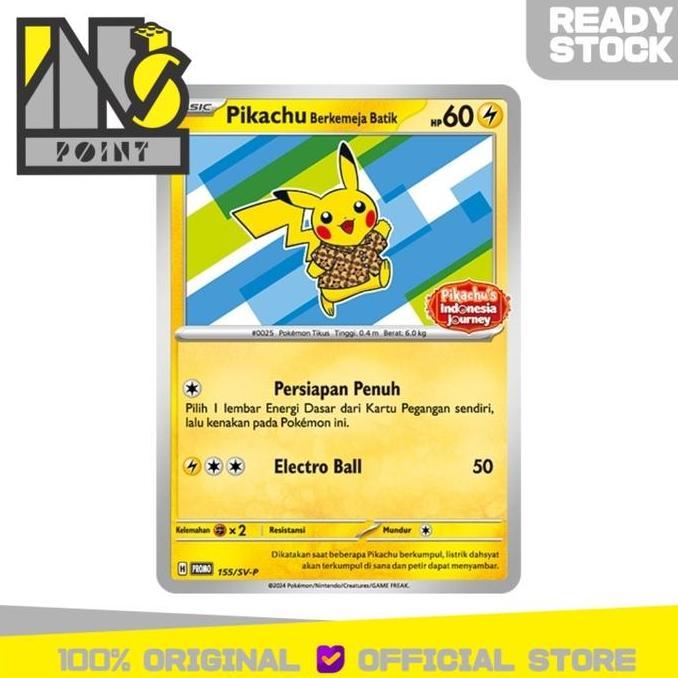 Rembosyah - Pokemon Tcg Indonesia - Pikachu Berkemeja Batik Staryu Promo 155/Sv-P Pikachu'S Indonesi