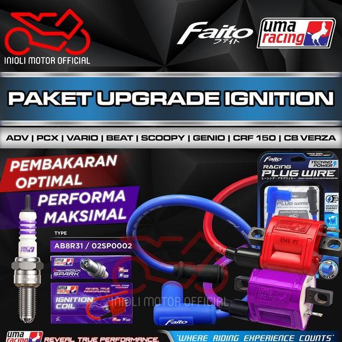 PAKET UPGRADE BUSI IRIDIUM KABEL COP BUSI COIL INJEKSI UMA RACING FAITO BEAT SCOOPY GENIO SPACY VARI