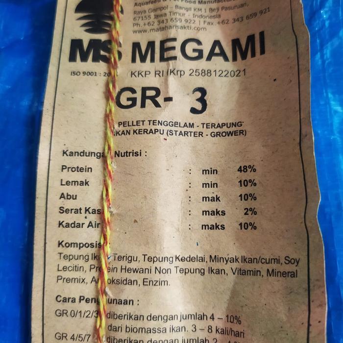 Pelet Megami size 3 repack pelet tenggelam slowsinking ikan mas koki