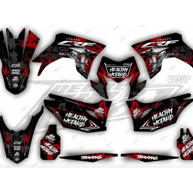 Decal honda crf 150l hitam abu merah supermoto helm stiker crf 150l full body custom