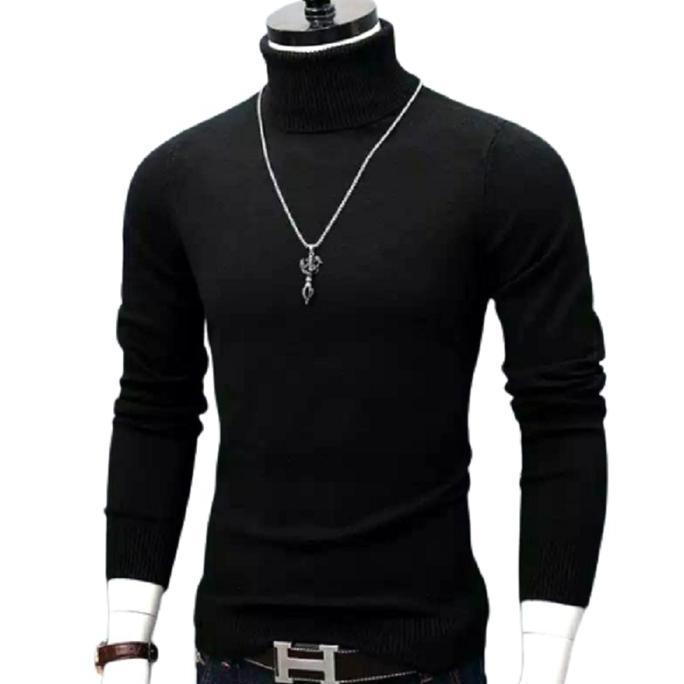 Ivora.magadea - Turtleneck lengan panjang pria  dewasa Atasan Kaos leher tinggi korea style Kaos Ker