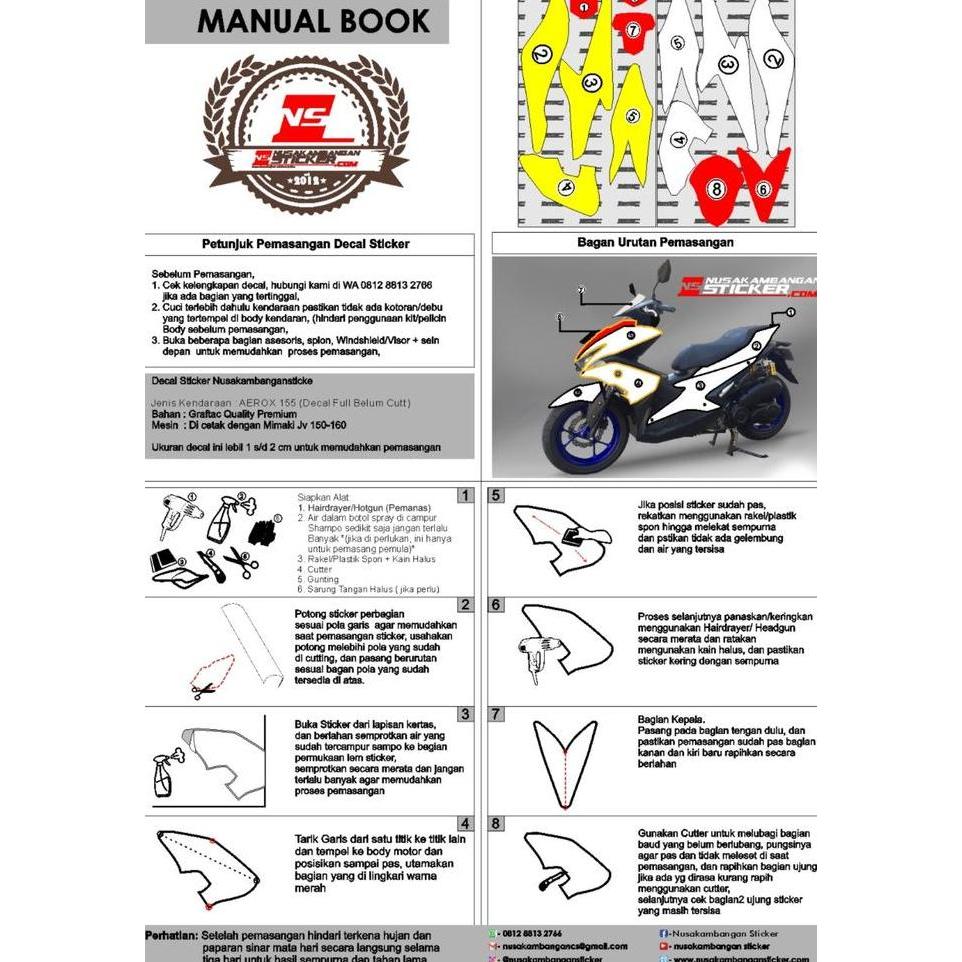 Stiker Aerox Biru Tua