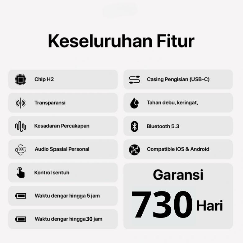 TERBARU 100% 0ri Pods  GEN 4 ANC/Gen 3 /Pro2/Pro3 ANC Wireless Bluetooth Earphone TWS Mini Earbuds H