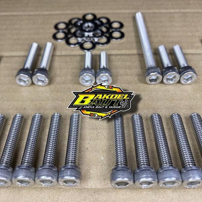 Baut L Blok Mesin NEW CB 150R & NEW CBR 150R Fullset Crankcase Stainless Anti Karat - Motorcycle