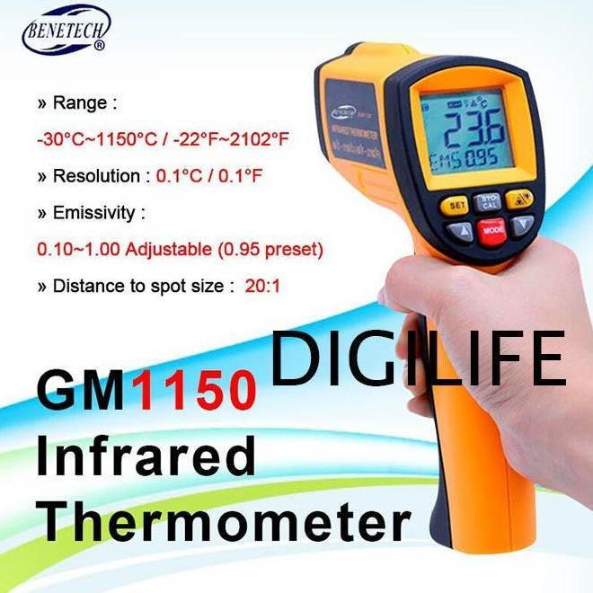 Infrared Thermometer Benetech GM1150 IR Thermogun Termometer Gun GM-1150 Termogun 1150c GM 1150 CVCU