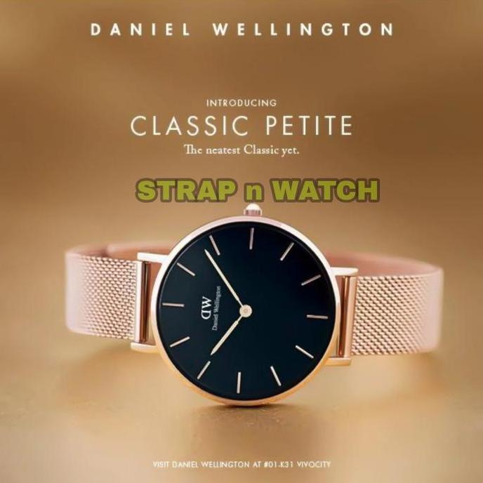 Jam Tangan Wanita DW Petite Melrose Black Original Rantai Fullset