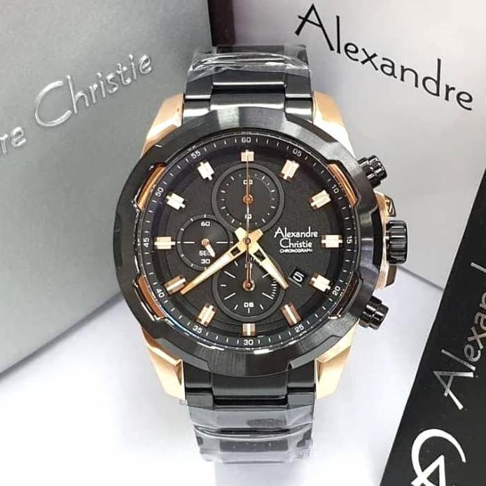 ALEXANDRE CHRISTIE AC6523 AC 6523 BLACK ROSEGOLD JAM TANGAN