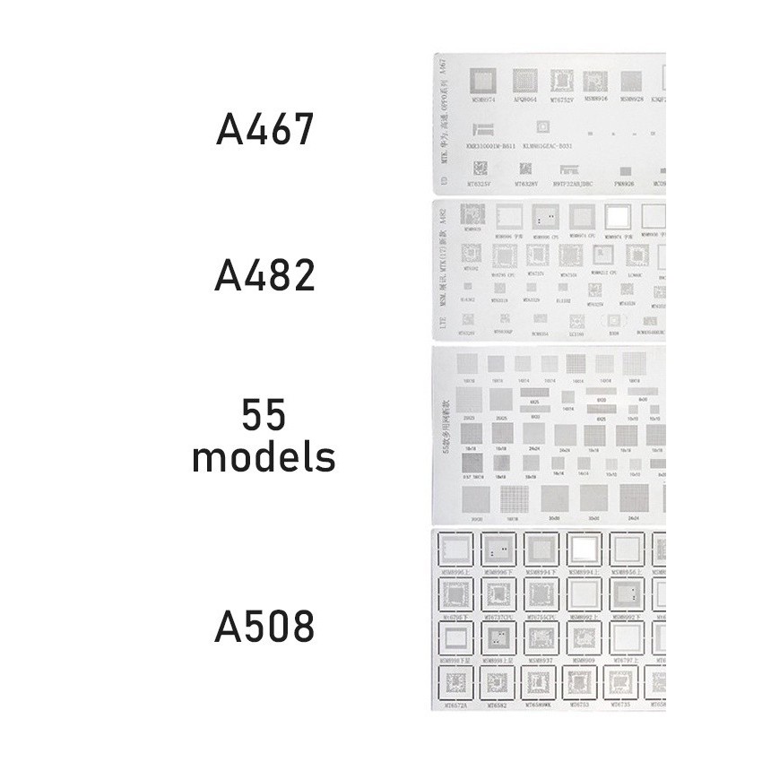 4Pcs Plat BGA Universal Cetakan Universal Cetakan IC CPU Plat Amaoe BGA / Stencil Plat BGA Universal