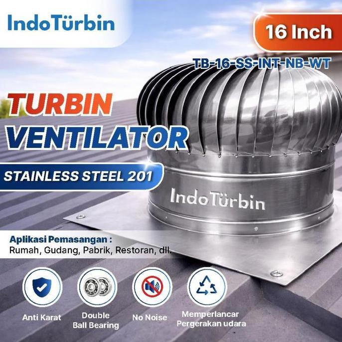 IndoTurbin Turbin Ventilator 16 Inch Roof Fan Exhaust Atap Rumah Gudang Pabrik