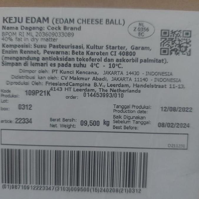 Cod,Sajabisa- Keju Edam Ayam Emas 1Kg