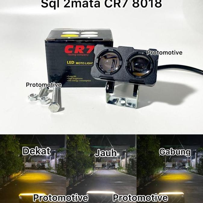TERLARIS!! CR7 LAMPU TEMBAK 2MATA CR8018 ORINAL FULL ALUMINIUM WATEROOF HH LOW KUNING PUTIH