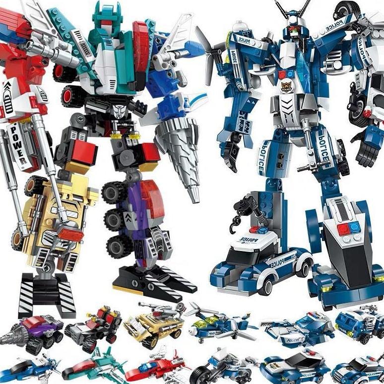 Mainan Robot 6 in 1 Robot Deformasi 6 Robot Set Dirakit Jadi Robot Keren Super Besar - Mainan Robot