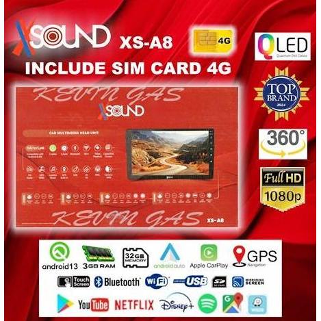 Head unit android 9 inch XSOUND XS-A8 4G ram 3 / 32 QLED support 360 dan free  sim card Indosat