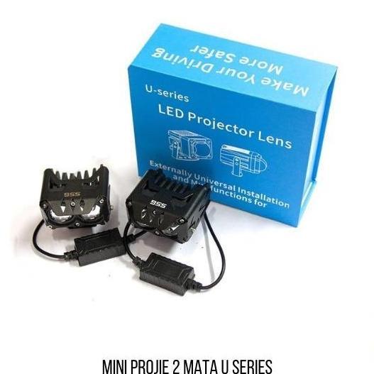 TERLARIS LAMPU LED MOBIL 2 MATA LAMPU PROJIE LED CREE DUAL MINI PROJIE U SERIES 2 WARNA CAR FOG LAMP