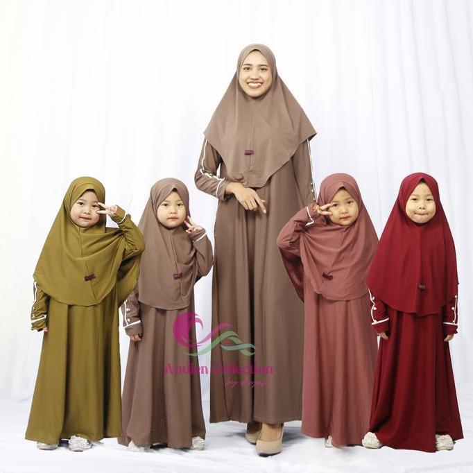 Okeajalah- Set Gamis Anak Marwah Dengan Jilbab Ukuran M-L-Xl - Baju Gamis Muslim Anak