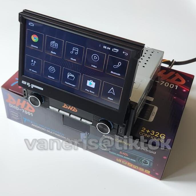 Headunit Android DHD Bodi Single Din Indash Layar Lipat 7 Inch