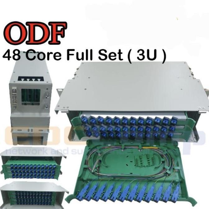 TERLARIS OTB ODF FIBER OPTIC / FO RACKMOUNT 48 CORE SC UPC LENGKAP 3U FULL SET