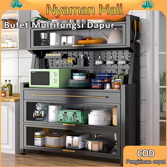 BUNDUQ Nyaman Lemari Dapur Minimalis Anti Debu Rak Dapur Serbaguna Lemari Dapur Dengan Pintu Lemari 