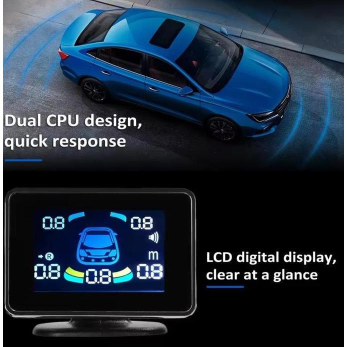 Sensor Parkir Mobil Depan Belakang 8 Sensor + LED Display Meter