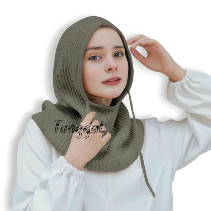Heddosu- Balaclava Rajut / Hijab Rajut Tebal Kerudung Instan