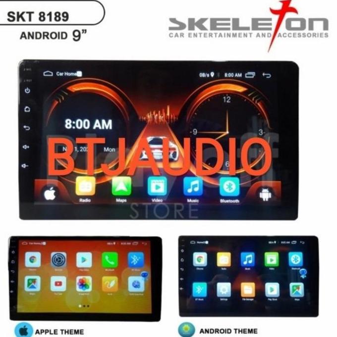 HEAD UNIT TAPE MOBIL DOUBLE DIN ANDROID SKELETON OS 9.0 LAYAR 9 INCH