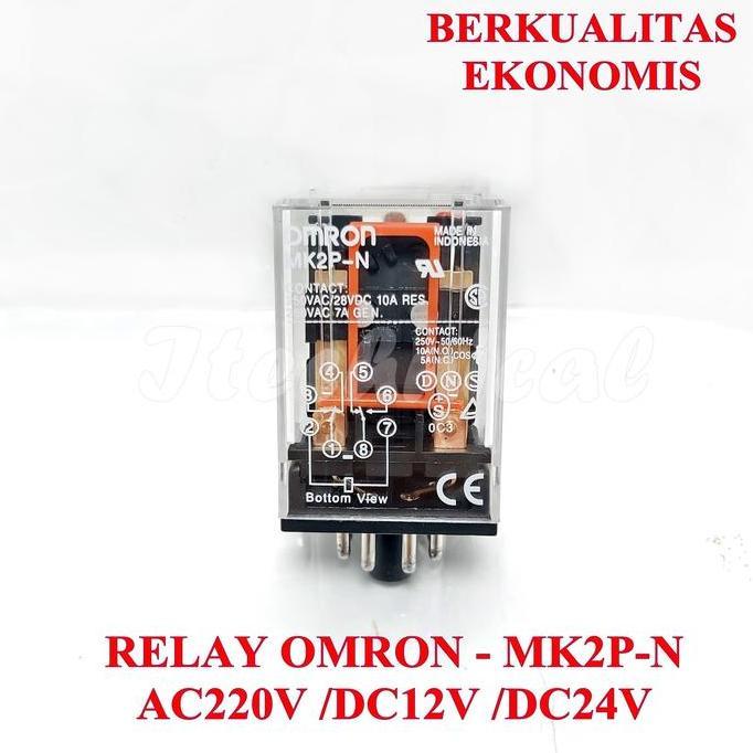 Otopic- Relay Mk2P-N Omron Ac 220V / Mk2P-N Dc12V / Mk2P-N Dc24V 8 Kaki