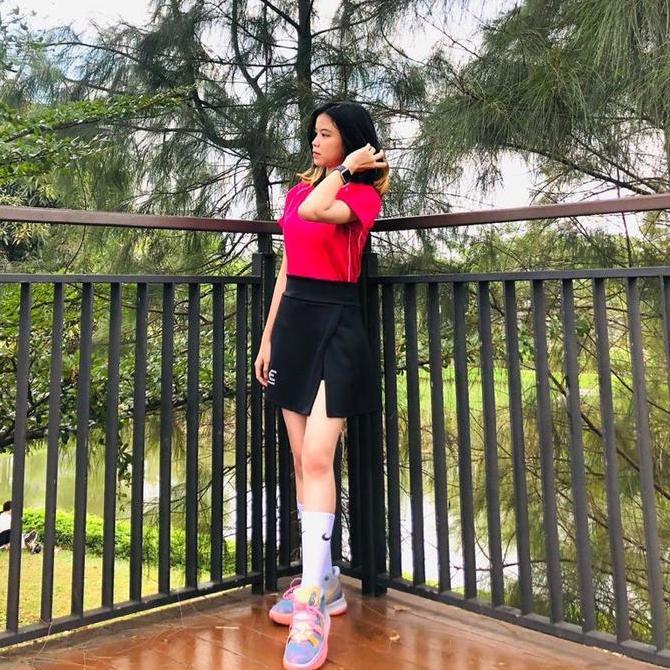 Fotwell- One Set : Baju Jersey + Rok Celana (Span Belah)