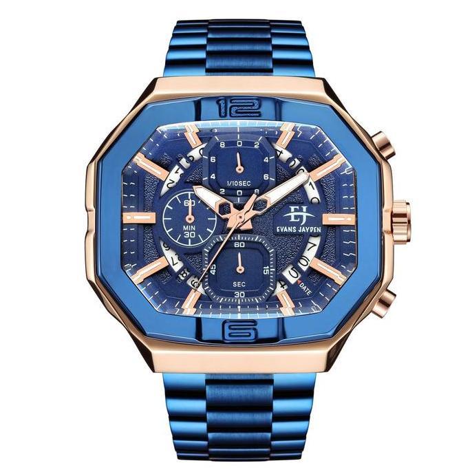 Boshi- Evans Jayden Jam Tangan Pria Ej 9464 Rantai Stainless Steel Chronograph Kaca Sapphire Ter Res