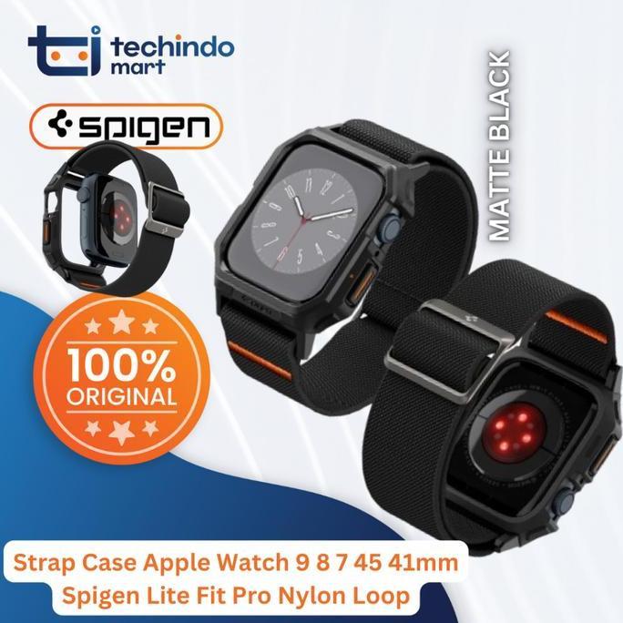 Strap Case Apple Watch 9 8 7 45 41mm Spigen Lite Fit Pro Nylon Loop