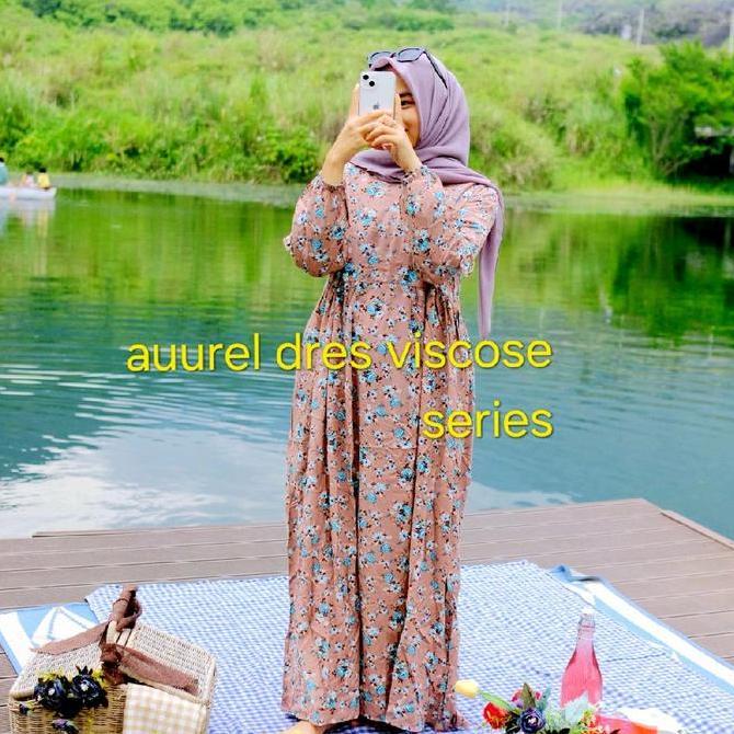 Shukyo- Aurell Dress Vita Katun Rayon Gamis Desa Katun Rayon Viscose Allsize Ld 110 Pb 135 Motif Dre