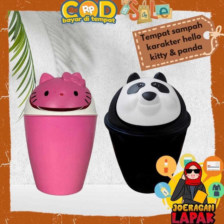 TEMPAT SAMPAH KARAKTER HELLO KITTY PANDA LUCU TONG PINK HITAM