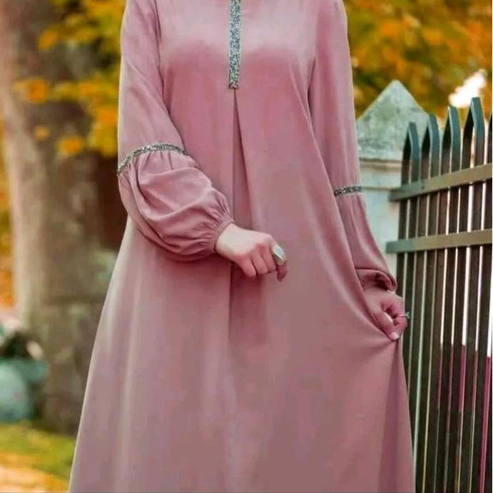 Shukyo- Gamis Haura Nita Kekinian Kombinasi Pita/Baju Lebaran Nita Terbaru Cringkel Muslim Dress Rem