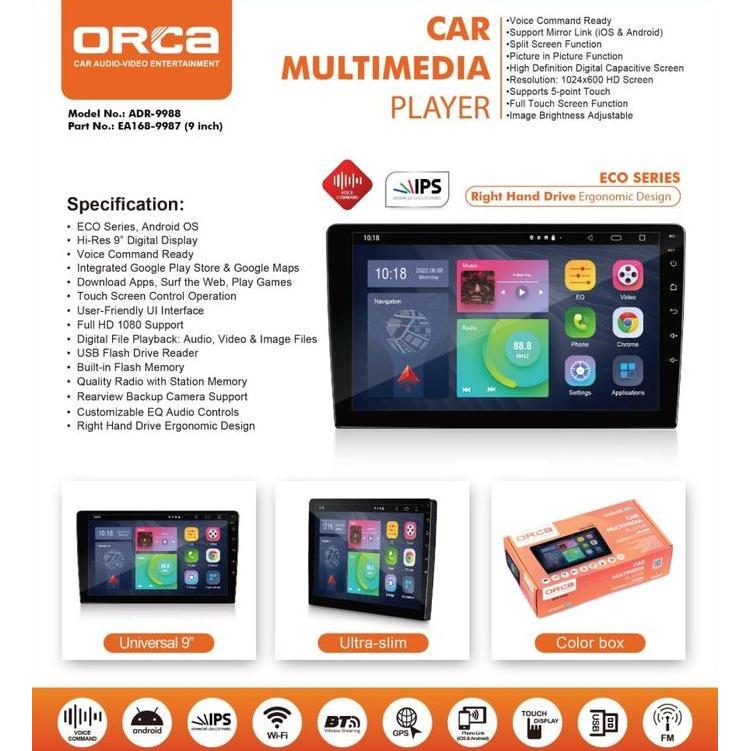 Head Unit Android Orca 9988 ECO 10 inch IPS Voice Command