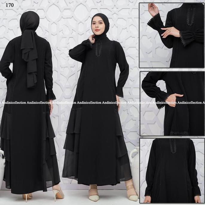 Shukyo- Abaya Jetblack Hitam Pekat Jetblack Gamis Syari Muslimah Remaja Desa Untuk Umroh Kajian Leba