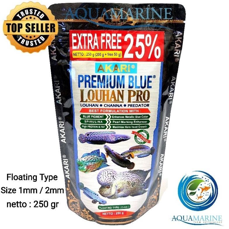TERLARIS AKARI PREMIUM BLUE LOUHAN PRO PELET IKAN CHANNA LIMBATA AURANTI PAKAN LOUHAN PREDATOR KAMFA