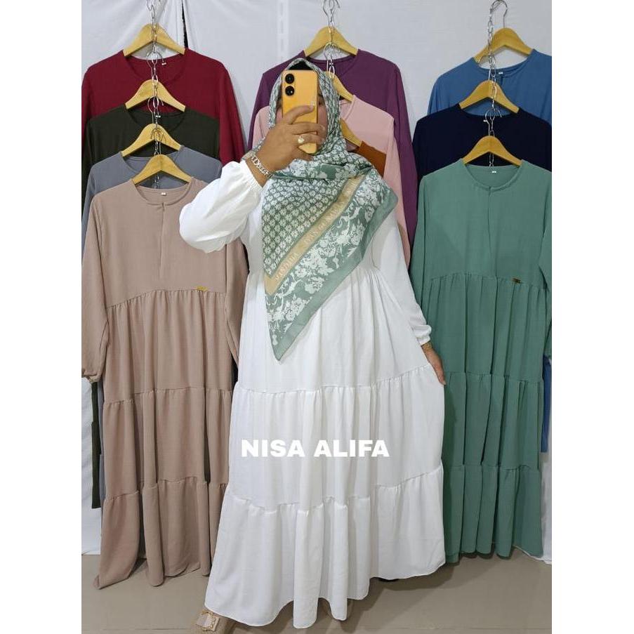 Shukyo- Gamis Putih  / Gamis Susun Crinkle Airflow