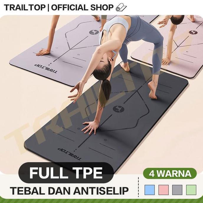 Matras Yoga Premium Tpe Yoga Mat Anti Slip Matras Olahraga Tebal 6/8 Mm Allshop