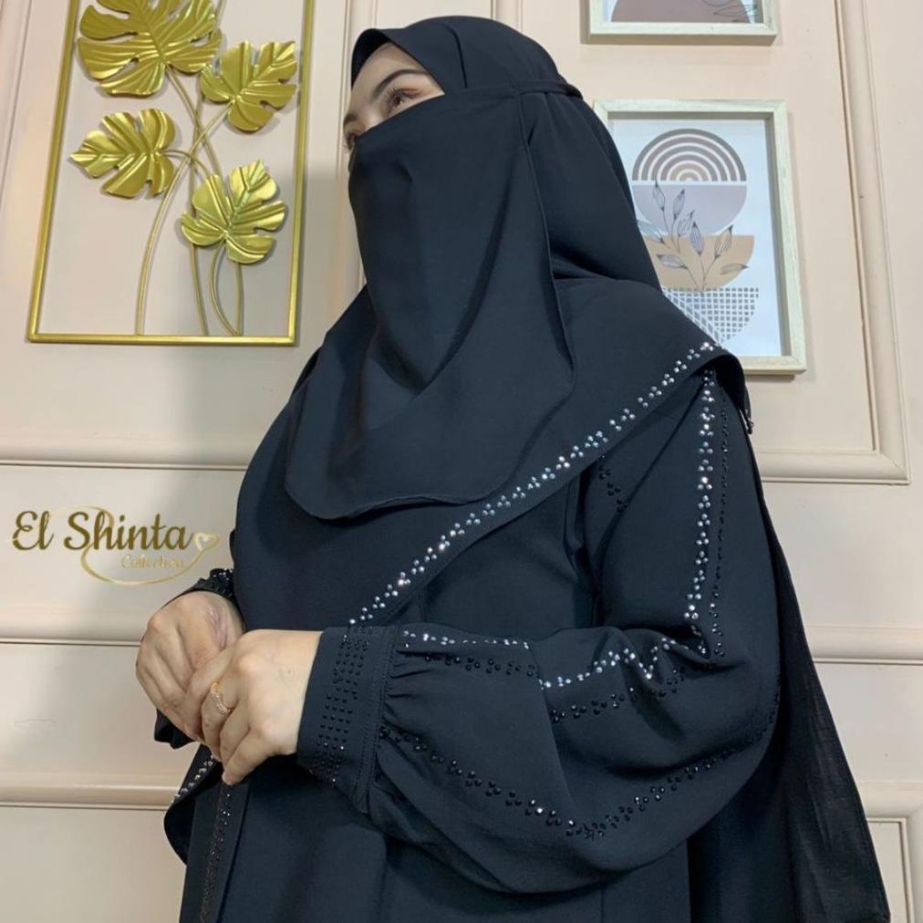 sale Zakiyyah Abaya Gamis Set Hijab Pashmina Bahan ANTI UV Variasi Swarovski Terbaru Lebaran Mewah