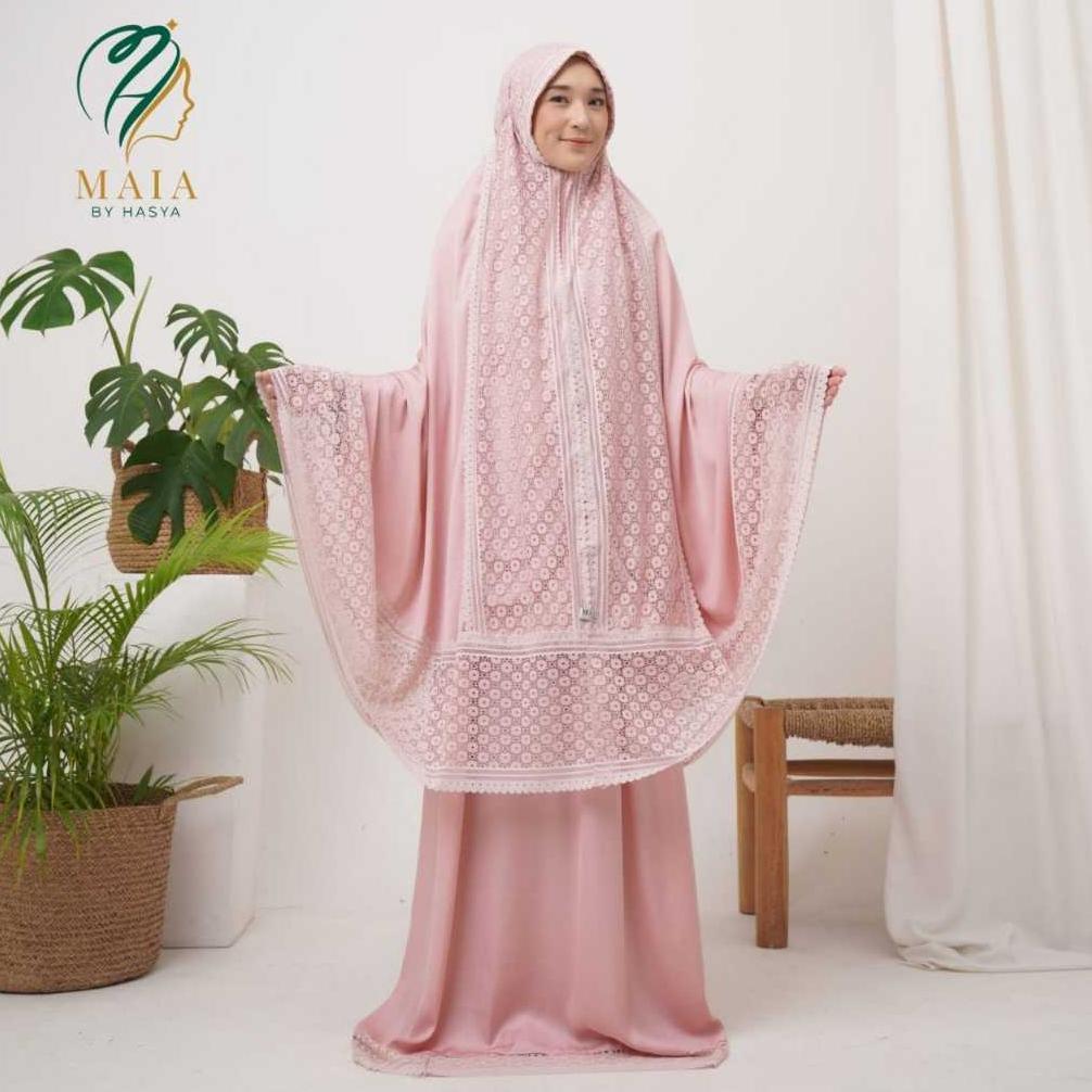HOT DEALS MAIA BY HASYA - Mukena Zara Mukenah Traveling 2 in 1 Dewasa Satin Silk Renda Box Premium J