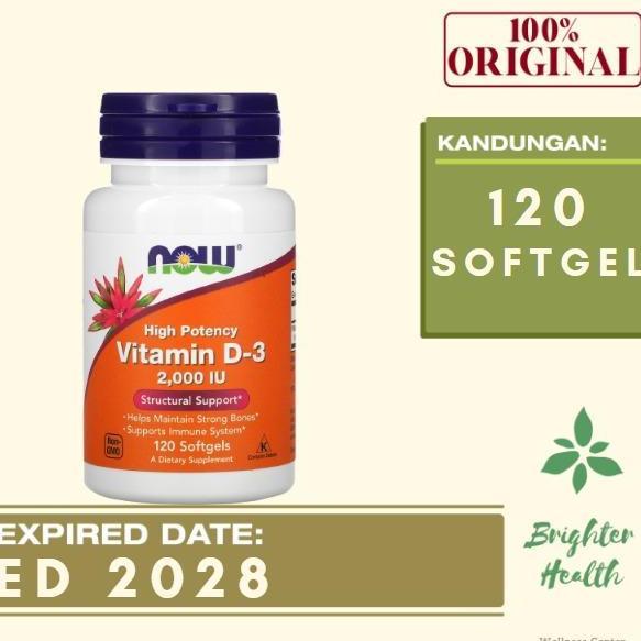 NEW Now D3 2000 IU Now Food D3 2000 IU Vitamin D3 2000 IU 120 Softgels